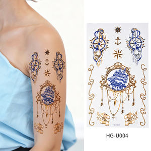 Pegatinas <span class=keywords><strong>de</strong></span> tatuaje temporal metálicas personalizadas al por mayor diseño <span class=keywords><strong>de</strong></span> joyería pegatinas corporales <span class=keywords><strong>de</strong></span> lámina no tóxica impermeables para mujer arte <span class=keywords><strong>de</strong></span> moda - Product Image 5