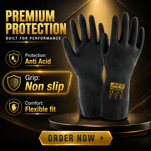 Gants de sécurité en néoprène HTR résistants aux acides et aux alcalis, antidérapants, imperméables, respirants, pour travaux chimiques - Product Image 2