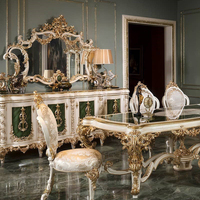 Ensemble de meubles de salon de style français antique vitrine en bois massif sculpté avec buffet de luxe à quatre portes