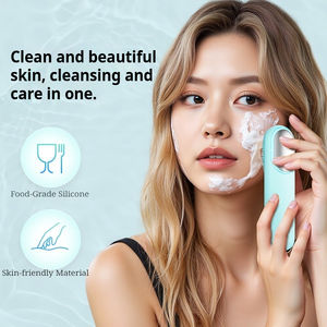 Cepillo de limpieza facial eléctrico portátil, cepillo facial de silicona de mano, removedor de maquillaje de vibración impermeable para pieles sensibles - Product Image 2