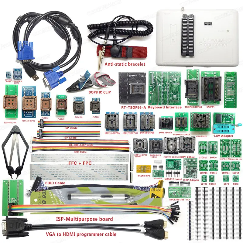 Volledige Set Rt 809H Spi Flash Emmc Chips Programmeur + 51 Adapters Universele Ic/Chip Programmeur