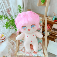 Poupée en peluche de 20cm 8 pouces avec squelette, jouet en peluche mignon Anime, poupées personnalisées faites à la main avec cheveux longs rose violet