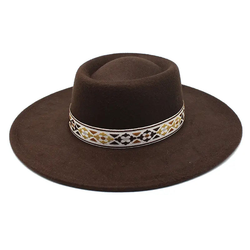 Classic Wide Brim Fedora for Women Men Pork Pie Hat with Band Adjustable simple Bottom Hat Felt Panama Hat