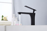 Robinet de lavabo mural en laiton noir mat, anti-éclaboussures et anti-décoloration, avec cartouche en céramique – Vente en gros