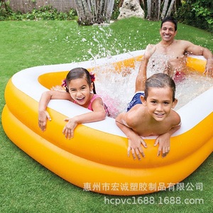 สระว่ายน้ำเป่าลมขนาด 230x150x50 ซม. ผลิตจาก PVC หนาพิเศษ สำหรับใช้ในบ้านและกลางแจ้ง เหมาะสำหรับครอบครัว - Product Image 1