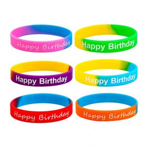 Happy Birthday Silicone <b>Bracelet</b> Gradient Color Birthday Party Rubber <b>Bracelet</b> Personalized Promotion Silicone <b>Bracelet</b> - Product Image 6