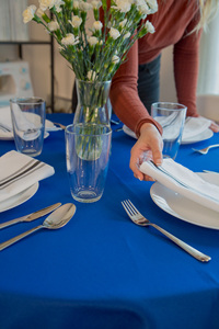 <span class=keywords><strong>Nappes</strong></span> de table rondes, rectangulaires et carrées 100% polyester <span class=keywords><strong>bleu</strong></span> royal, couleur unie, pour restaurant, cuisine - Product Image 5