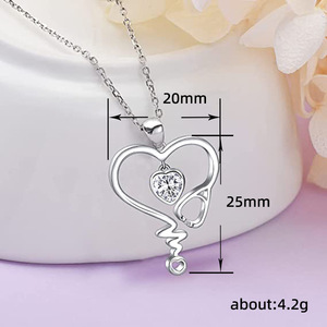 Collana con Ciondolo a Forma di Stetoscopio e Battito Cardiaco per Donne, Gioielli alla Moda - Product Image 5