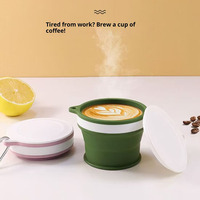 Bol de voyage pliable en silicone personnalisé, bol alimentaire portable pliable avec couvercle et mousqueton pour le camping OEM ODM