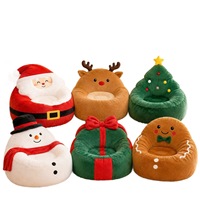 Canapé gonflable rond moderne à thème de Noël pour adultes et enfants, avec chambre à air en PVC et housse en peluche