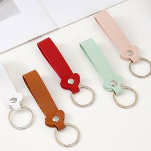 Faux Leather Keychain Creative Simple Metal <b>Key</b> <b>Ring</b> Multi-color Macaron Car Keyring Pendant - Product Image 3