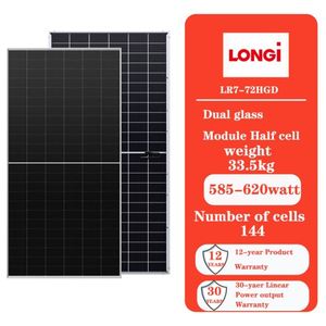 Panel Solar Bifacial Monocristalino Longi 600W+ Módulo Fotovoltaico 620Watt 610Watt 600W Alta Potencia LONGi HiMO7 Panel Fotovoltaico - Product Image 1