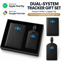 Ensemble de porte-passeport et étiquette de bagage intelligentes personnalisées, cadeau de voyage d'affaires, en cuir PU, compatible avec Apple Find My et Google Find Hub