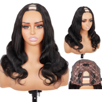 AHVAST Perruque brésilienne naturelle en cheveux humains, demi-perruque en U pour femme noire, perruques Remy sans colle à prix abordable