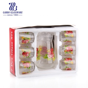 Trung Quốc Nhà Máy Hot Bán 7 Cái Mùa Hè Patterned Nước Ép Sữa Uống <span class=keywords><strong>Glass</strong></span> Cup Tumbler Waterpots <span class=keywords><strong>Glass</strong></span> <span class=keywords><strong>Pitcher</strong></span> Jug <span class=keywords><strong>Set</strong></span> - Product Image 6
