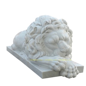 Venta al por mayor tamaño de <span class=keywords><strong>la</strong></span> vida de mármol blanco durmiendo estatua de León - Product Image 1