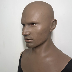 Masques en silicone haute simulation avec cheveux, peau brune foncée, masque facial réaliste en silicone, masque d'Halloween, accessoire de tête pour acteur de film - Product Image 3