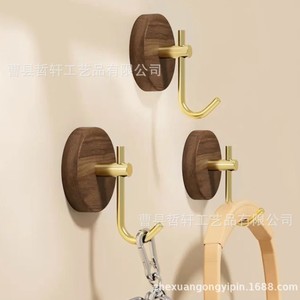 Solid <b>Wood</b> Wall <b>Hooks</b> Walnut Round Self Adhesive <b>Coat</b> Rack For Bedroom Door <b>Hook</b> Set - Product Image 1