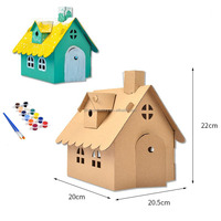 Kit de Manualidades para Colorear, Casa de Juegos de Papel 3D, Casa de Cartón para Pintar y Decorar, Hecha a Mano, para Niños