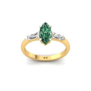 Bague de luxe plaquée or 10 carats avec diamant vert de laboratoire taille marquise élégante pour femme, idéale pour fiançailles et mariage - Product Image 5