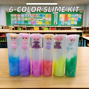 Ensemble de slime princesse, slime transparent en 6 couleurs néon, extra-extensible, jouet anti-stress DIY, sans BPA et sans danger pour les enfants - Product Image 3