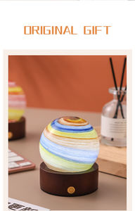 Lampe de table LED portable en verre design moderne couleur noyer Base boule de cristal 3D nom mois chambre à coucher douze étoiles veilleuse du matin - Product Image 2