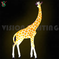 Statue de lion éclairée en fibre de verre FRP, décoration, sculpture d'animal lion 3D avec lumière LED pour zoo, jardin, décoration extérieure