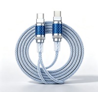 Kabel Data USB C ke C 100W 5 Core Double Shielded Braided Zinc Alloy Carbon Fiber untuk Ponsel Tablet Laptop Grosir Partai Besar