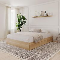 Lit avec cadre en latte de bois avec logo personnalisé, lit et rangement à plateforme Queen, ensembles de meubles de chambre à coucher pour hôtels, meubles d'hôtel
