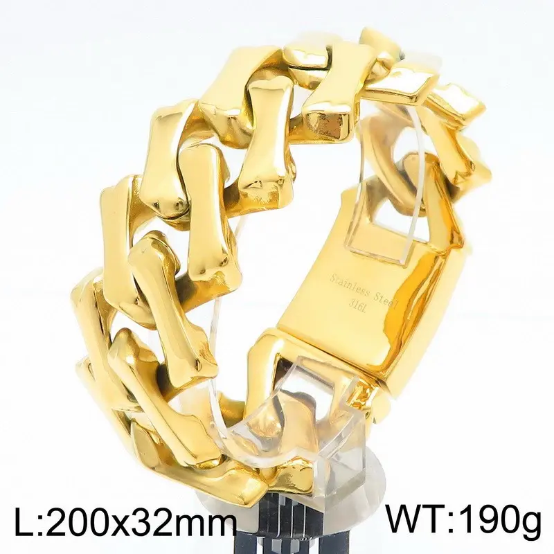 Gold polished bracelet 20cm*32mm