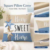 Housse de coussin décorative pour canapé et chambre à coucher, taille personnalisée, style côtier, en velours