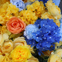 Arrangement floral en soie artificielle jaune et bleue en forme de cascade, centre de table de mariage, décoration de réception de banquet