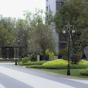 Farola de Jardín de Hierro para Exteriores con Pantalla de Vidrio LED, Luz Blanca Cálida de 2700K, IP65, Bombilla A19 No Desmontable, AC 220V, Sensor de Movimiento, Energía Solar - Product Image 3