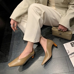 Chaussures basses à bout rond pour femmes, nouveau style printemps, rétro, couleur unie, talon rond, chaussures basses à talons hauts pour femmes - Product Image 2