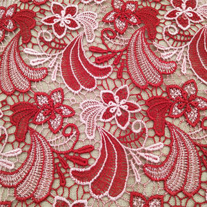 2023 Guipure Lace <b>Fabric</b> Hotly Designed Water Soluble Two Tone <b>Red</b> Laces High Fashion Product - Product Image 3
