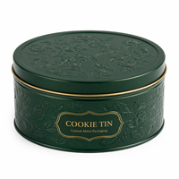 Boîte à biscuits ronde OEM ODM avec couvercle, emballage métallique personnalisé pour biscuits, vente en gros