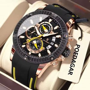 Montre de luxe pour homme avec bracelet en silicone bleu, étanche, chronographe sport, mouvement à quartz, modèle 686 - Product Image 2