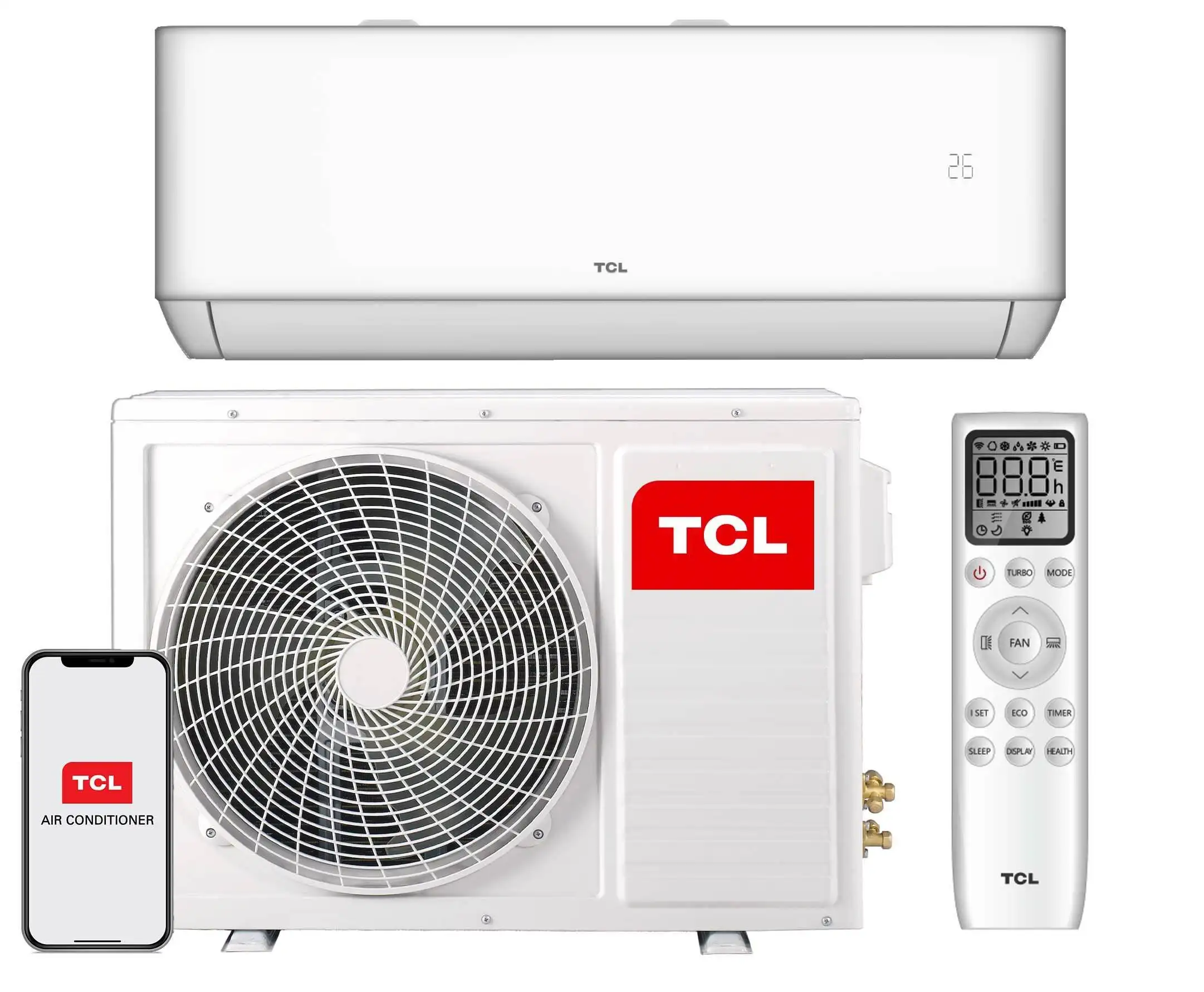 TCL 9000Btu 1hp 220 v-50 Hz/60hz Inverter AC dipasang di dinding pendingin udara keren pabrik Foshan untuk penggunaan rumah Logo OEM