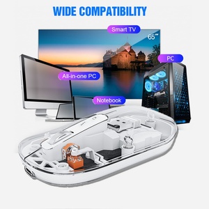 คีย์บอร์ดไร้สายแบบพกพาขนาดเล็ก 2.4G โหมดคู่ พร้อมเมาส์แบบโปร่งใส ดีไซน์ตามหลักสรีรศาสตร์ คีย์บอร์ดพับได้ เมาส์เงียบ 2400DPI - Product Image 5