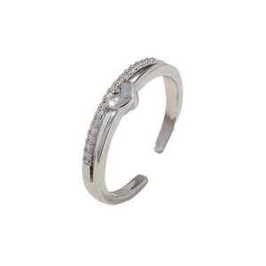 Europe et États-Unis Meilleure vente Fashion Female Index Fing Ring Double Love avec Zircon Anneaux de pierres précieuses réglables - Product Image 5