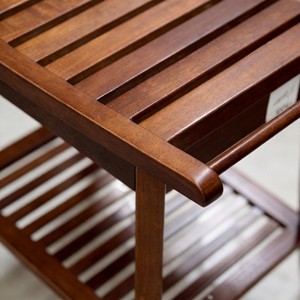 Teak <b>Shower</b> Stool With Armrests <b>Storage</b> <b>Rack</b> 60x34.5x45cm Bathroom Seating For Adults Seniors Hotels - Product Image 2