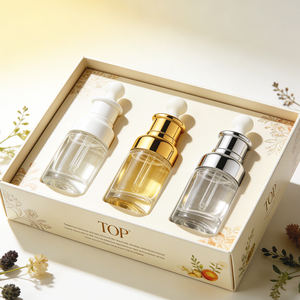 Bouteilles d'huile en verre rechargeables multi-spécifications (20/30/50 ml) - Bouchon compte-gouttes plat doré pour huiles cosmétiques et culinaires - Product Image 4