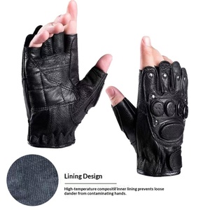 Gants mi-doigts en peau de mouton de qualité supérieure pour hommes, antidérapants, en <span class=keywords><strong>cuir</strong></span>, pour le cyclisme, la pêche, la conduite de moto et les activités de plein air - Product Image 5