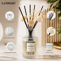 Bouteille diffuseur de parfum en verre design exclusif et élégant, 150 ml, 250 ml, côtelée, vide, avec bâtonnets diffuseurs