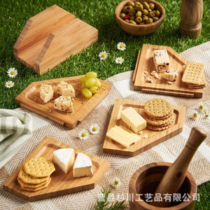 Wooden Cheese Board <b>Set</b> Modular Serving Tray Solid Wood Irregular Shape For Kitchen Dining - Product Image 2