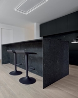 Marbre noir naturel Van Gogh |   Écologique, imperméable et durable |   Noir mat profond avec fines veines claires |   Cuisine et salle à manger en plein air