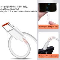 Vente en gros câble de chargeur de téléphone portable 6A 66W USB Type C câble de données pour Samsung Huawei Xiaomi