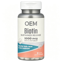 OEM Özel Etiketli Biotin Tabletleri 60 Adet 5000 MCG Besin Takviyesi