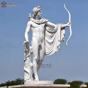 Custom Life Size Garden Decoration Apollo Statue White Natural Marble Sculpture For Sale