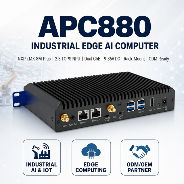 NXP I.MX 8M Plus Edge AI Computer 40 TOPS Ara240 Industrial Fanless PC with 8GB RAM for Machine Vision & Smart Factory Stock